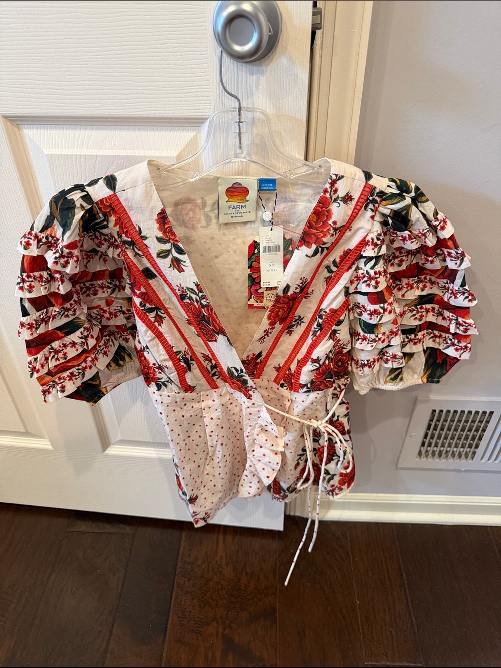 NWT FARM Rio x Anthropologie Floral Ruffle Wrap Blouse *PETITE*